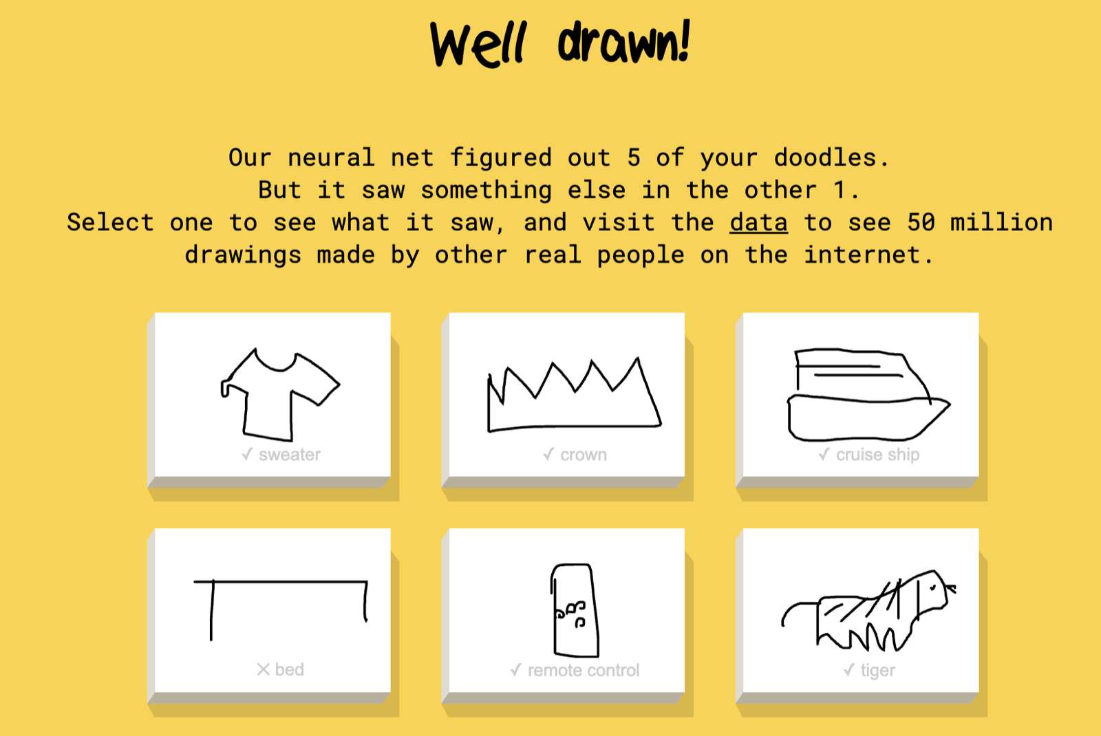 QuickDraw Ergebnis